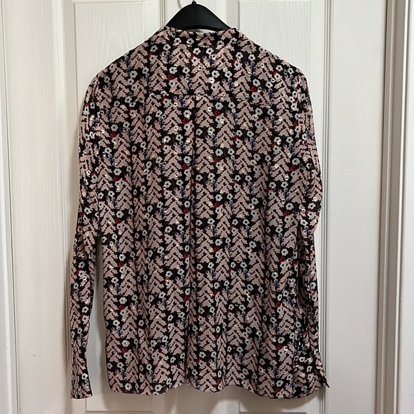 Dorothee Schumacher Pink Floral Silk Button Up Down Blouse Top Shell Size 3 - Picture 4 of 13